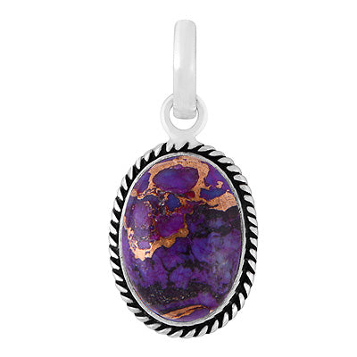Authentic Wire Work Around Purple Copper Turquoise Oval Shape 925 Sterling Solid Silver Pendants - R101991-11