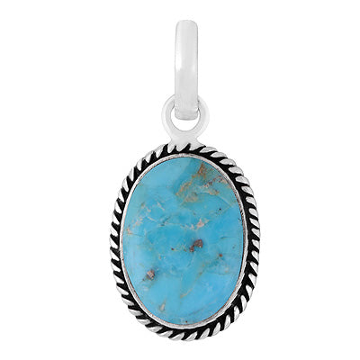 Authentic Wire Work Around Mohave Turquoise Oval Shape 925 Sterling Solid Silver Pendants - R101991-13