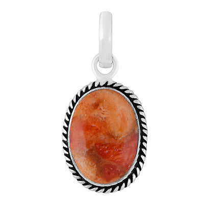 Authentic Wire Work Around Coral Mohave Oval Shape 925 Sterling Solid Silver Pendants - R101991-14