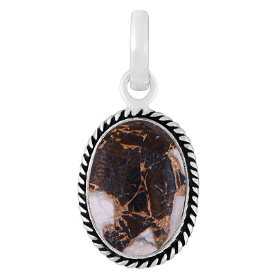 Authentic Wire Work Around White Buffalo Copper Turquoise Oval Shape 925 Sterling Solid Silver Pendants - R101991-16
