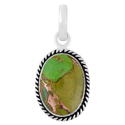 Authentic Wire Work Around Green Copper Turquoise Oval Shape 925 Sterling Solid Silver Pendants - R101991-27