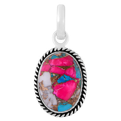 Authentic Wire Work Around Cotton Candy Copper Turquoise Oval Shape 925 Sterling Solid Silver Pendants - R101991-8