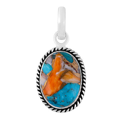 Authentic Wire Work Around Oyster Copper Turquoise Oval Shape 925 Sterling Solid Silver Pendants - R101991-9