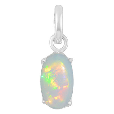Beautiful Prong Setting Around Ethiopian Opal Oval Shape 925 Sterling Solid Silver Pendants - R101992-61