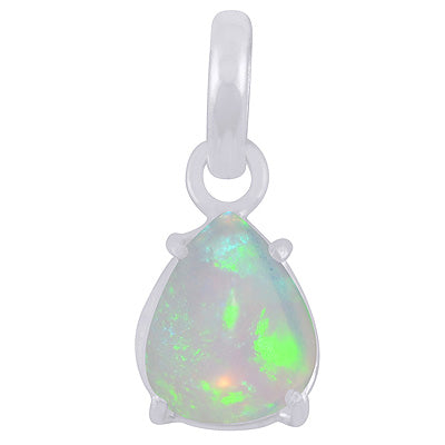 Beautiful Prong Setting Around Ethiopian Opal Pear Shape 925 Sterling Solid Silver Pendants - R101992-65