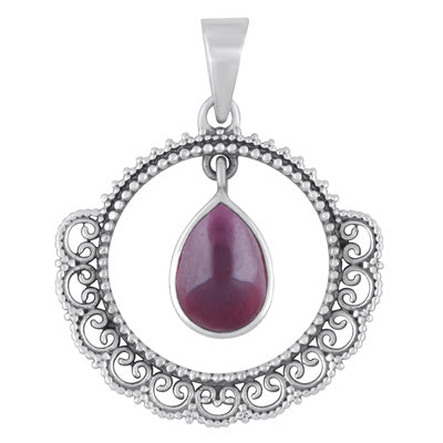 Gorgeous work Around Dangling Gemstone Garnet Pear Shape 925 Sterling Solid Silver Pendant - R101998-2