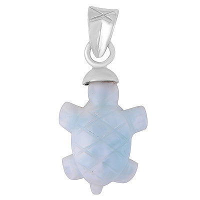 Gorgeous Tortoise Carved out of Gemstone Larimar 925 Sterling Solid Silver Pendant - R101999-8