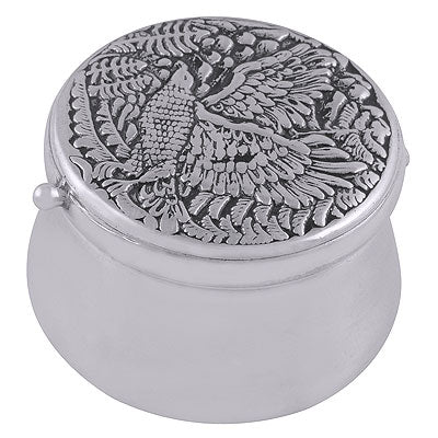 Beautiful Bird Scenery Handcrafted on Plain Round Shape 925 Sterling Solid Silver Article Box - R1020004-2