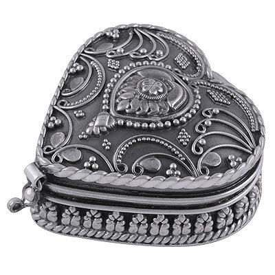Stunning Royal Work Handcrafted Plain Heart Shape 925 Sterling Solid Silver Article Box - R1020004-5