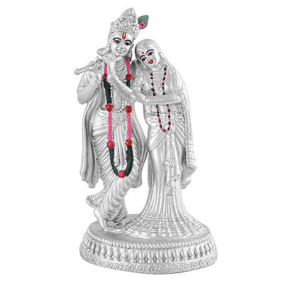 Gorgeous Lord Radhakrishn Statue (Murti) Plain 925 Sterling Solid Silver Article - R1020009-6