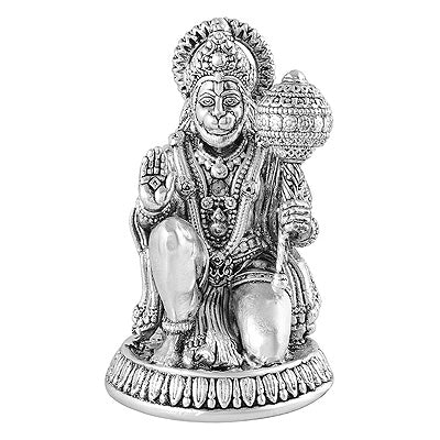 Gorgeous Lord Hanuman Statue (Murti) Plain 925 Sterling Solid Silver Article - R1020009-7