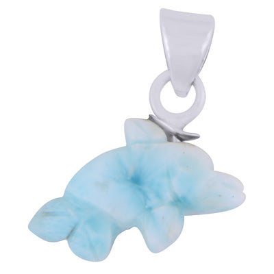 Alluring Fish Carved out of Gemstone Larimar 925 Sterling Solid Silver Pendant - R102001-5