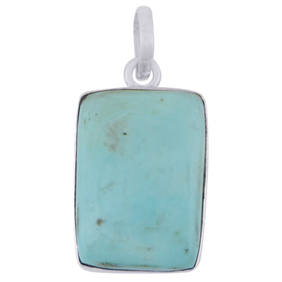 Gorgeous Plain Arizona Turquoise Rectangle Shape 925 Sterling Solid Silver Pendant - R102003-10