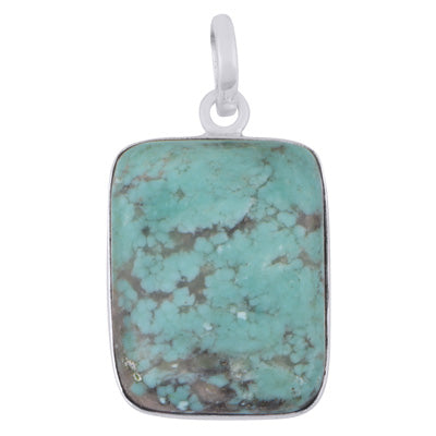 Gorgeous Plain Arizona Turquoise Rectangle Shape 925 Sterling Solid Silver Pendant - R102003-12