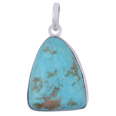 Gorgeous Plain Arizona Turquoise Fancy Shape 925 Sterling Solid Silver Pendant - R102003-25