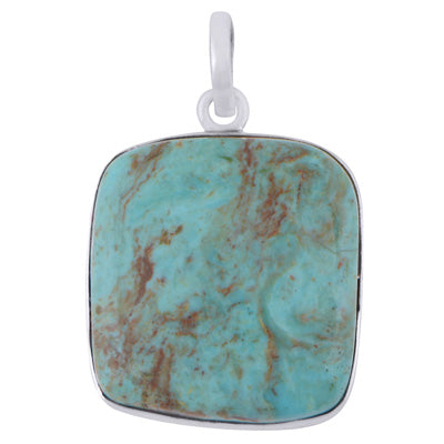 Gorgeous Plain Arizona Turquoise Fancy Shape 925 Sterling Solid Silver Pendant - R102003-26
