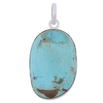 Gorgeous Plain Arizona Turquoise Fancy Shape 925 Sterling Solid Silver Pendant - R102003-27
