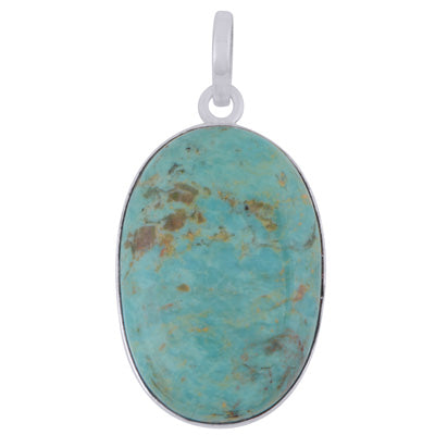 Gorgeous Plain Arizona Turquoise Oval Shape 925 Sterling Solid Silver Pendant - R102003-7
