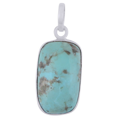 Gorgeous Plain Arizona Turquoise Rectangle Shape 925 Sterling Solid Silver Pendant - R102003-8