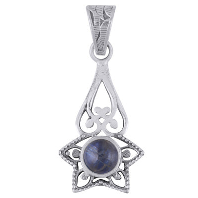 Stunning Handcrafted Around Kyanite Round Shape 925 Sterling Solid Silver Pendant - R102009-5