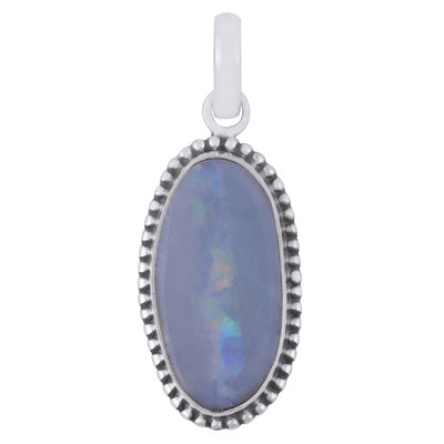 Classic Rawa Work Around Australian Opal Doublet Fancy Shape 925 Sterling Solid Silver Pendant - R102035-13