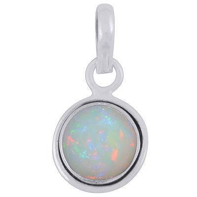 Plain Wire Around Ethiopian Opal Round Shape 925 Sterling Solid Silver Pendants - R102047-13