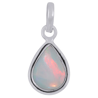Plain Wire Around Ethiopian Opal Pear Shape 925 Sterling Solid Silver Pendants - R102047-37