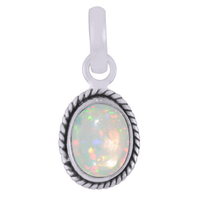 Authentic Wire Work Around Ethiopian Opal Oval Shape 925 Sterling Solid Silver Pendant - R102048-38