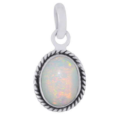 Authentic Wire Work Around Ethiopian Opal Oval Shape 925 Sterling Solid Silver Pendant - R102048-42