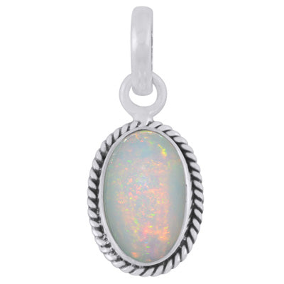 Authentic Wire Work Around Ethiopian Opal Oval Shape 925 Sterling Solid Silver Pendant - R102048-44