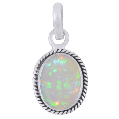 Authentic Wire Work Around Ethiopian Opal Oval Shape 925 Sterling Solid Silver Pendant - R102048-47
