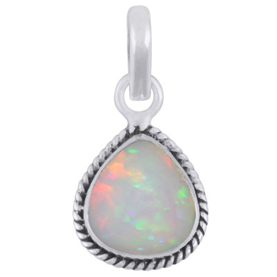 Authentic Wire Work Around Ethiopian Opal Pear Shape 925 Sterling Solid Silver Pendant - R102048-51