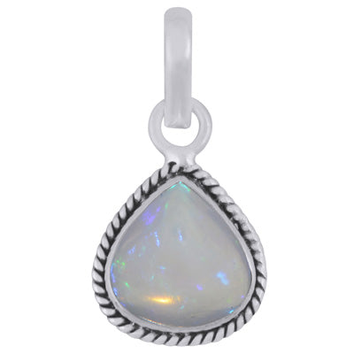 Authentic Wire Work Around Ethiopian Opal Pear Shape 925 Sterling Solid Silver Pendant - R102048-52