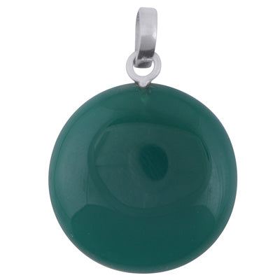 Magnificent Gemstone Green Onyx Round Shape 925 Sterling Solid Silver Pendant - R102050-11