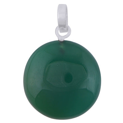 Magnificent Gemstone Green Onyx Round Shape 925 Sterling Solid Silver Pendant - R102050-9