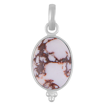 Classic Bezel Frame Rawa Work Around Wild Horse Jasper Oval Shape 925 Sterling Solid Silver Pendant - R102054-10