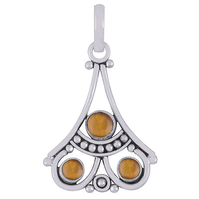 Gorgeous Gemstone Rawa & Wire Work Around Tiger's Eye Round Shape 925 Sterling Solid Silver Pendants - R102058-11