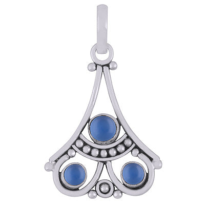 Gorgeous Gemstone Rawa & Wire Work Around Blue Chalcedony Round Shape 925 Sterling Solid Silver Pendants - R102058-9