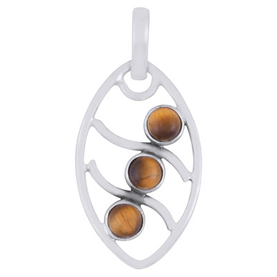 Alluring Pattern Around Gemstone Tiger's Eye Round Shape 925 Sterling Solid Silver Pendant - R102059-11