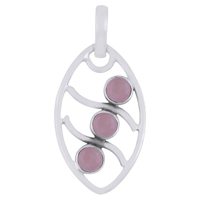 Alluring Pattern Around Gemstone Rose Quartz Round Shape 925 Sterling Solid Silver Pendant - R102059-13