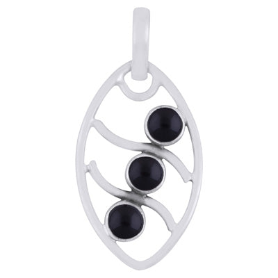 Alluring Pattern Around Gemstone Black Onyx Round Shape 925 Sterling Solid Silver Pendant - R102059-14