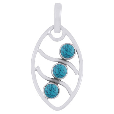 Alluring Pattern Around Gemstone Turquoise Round Shape 925 Sterling Solid Silver Pendant - R102059-3