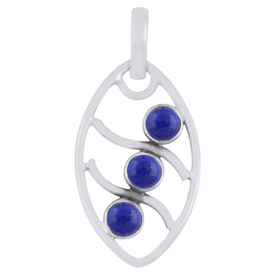 Alluring Pattern Around Gemstone Lapis Round Shape 925 Sterling Solid Silver Pendant - R102059-6