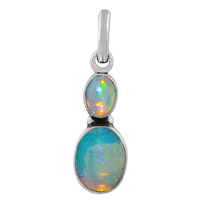 Gorgeous Multiple Gemstones Ethiopian Opal Oval Shape 925 Sterling Solid Silver Pendants - R102065-18