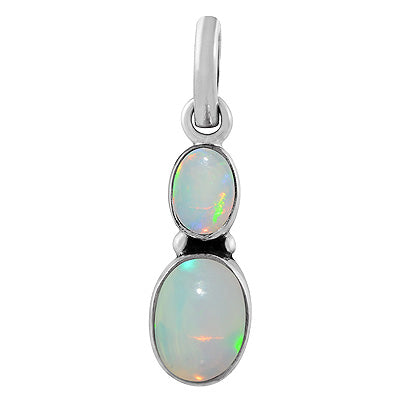 Gorgeous Multiple Gemstones Ethiopian Opal Oval Shape 925 Sterling Solid Silver Pendants - R102065-20