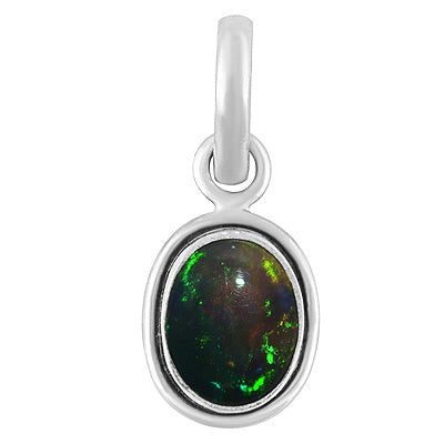 Plain Wire Around Ethiopian Black Opal Oval Shape 925 Sterling Solid Silver Pendants - R102067-2