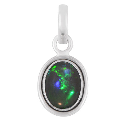 Plain Wire Around Ethiopian Black Opal Oval Shape 925 Sterling Solid Silver Pendants - R102067-3