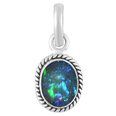 Authentic Wire Work Around Ethiopian Black Opal Oval Shape 925 Sterling Solid Silver Pendants - R102068-1