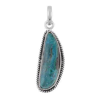 Authentic Wire Work Around Azurite Fancy Shape 925 Sterling Solid Silver Pendants - R102070-12