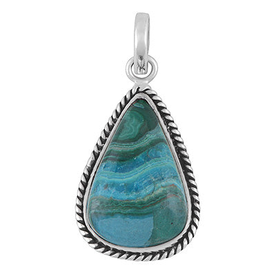 Authentic Wire Work Around Azurite Pear Shape 925 Sterling Solid Silver Pendants - R102070-6